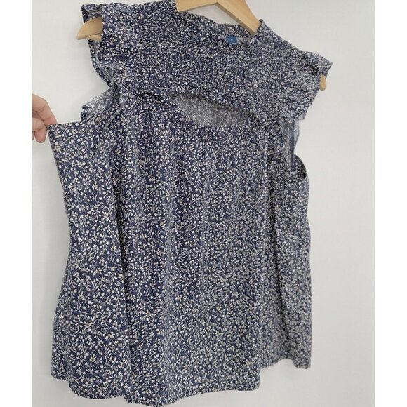 Old Navy Peek A Boo Floral Ruffle Sleeve‎ Blouse Size M, Boho, Cottage, Coquette - Picture 5 of 9